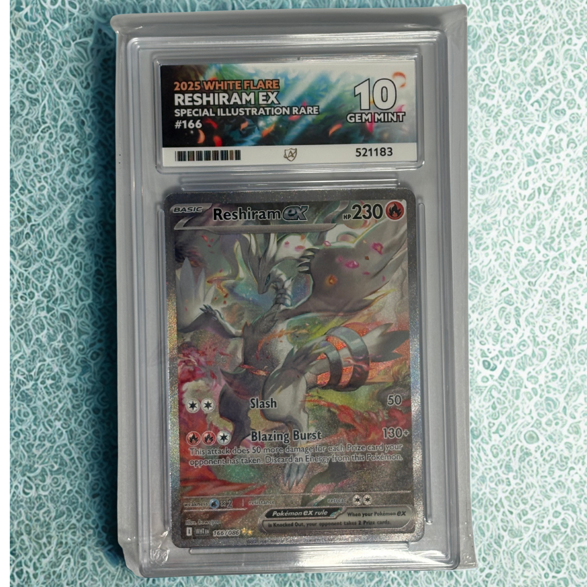 Reshiram EX – 2025 White Flare – Gem Mint 10 (ACE Grading)