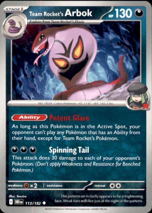 SV10: Destined Rivals- #113/182 Team Rocket's Arbok