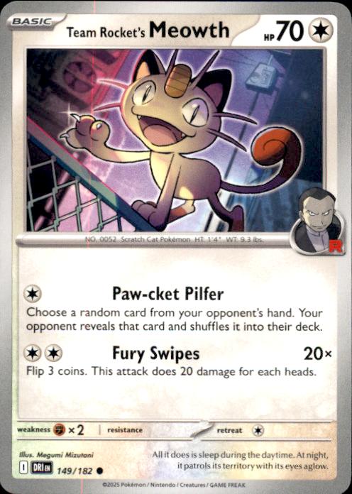 Miscellaneous Cards & Products- #149/182 Team Rocket's Meowth (Cosmos Holo)