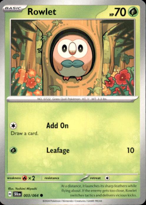 Rowlet – Shrouded Fable #003/064 Pokémon Card – Shrouded Fable