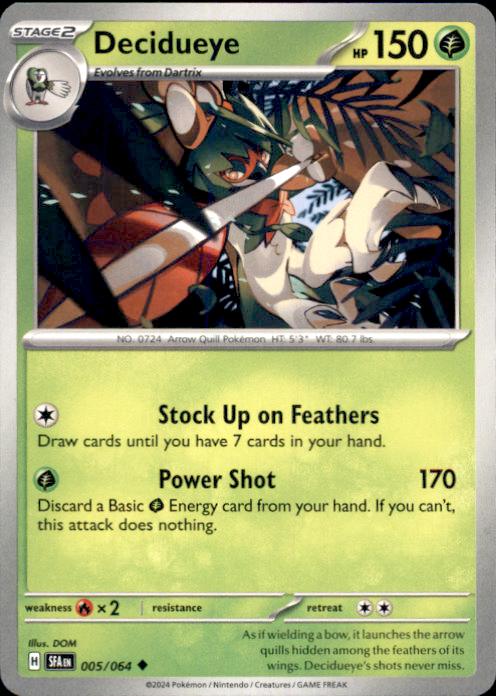 Decidueye – Shrouded Fable #005/064 Pokémon Card – Shrouded Fable