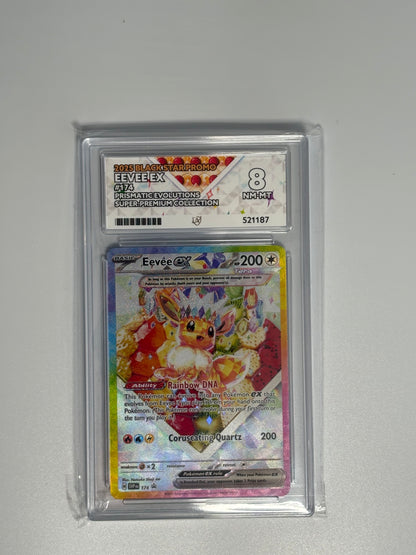 ACE Graded 8 NM/Mint – Eevee EX #174 (2023 Black Star Promo – Prismatic Evolutions Super Premium Collection)