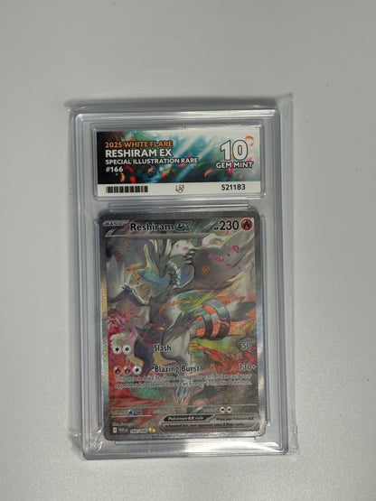 Reshiram EX – 2025 White Flare – Gem Mint 10 (ACE Grading)